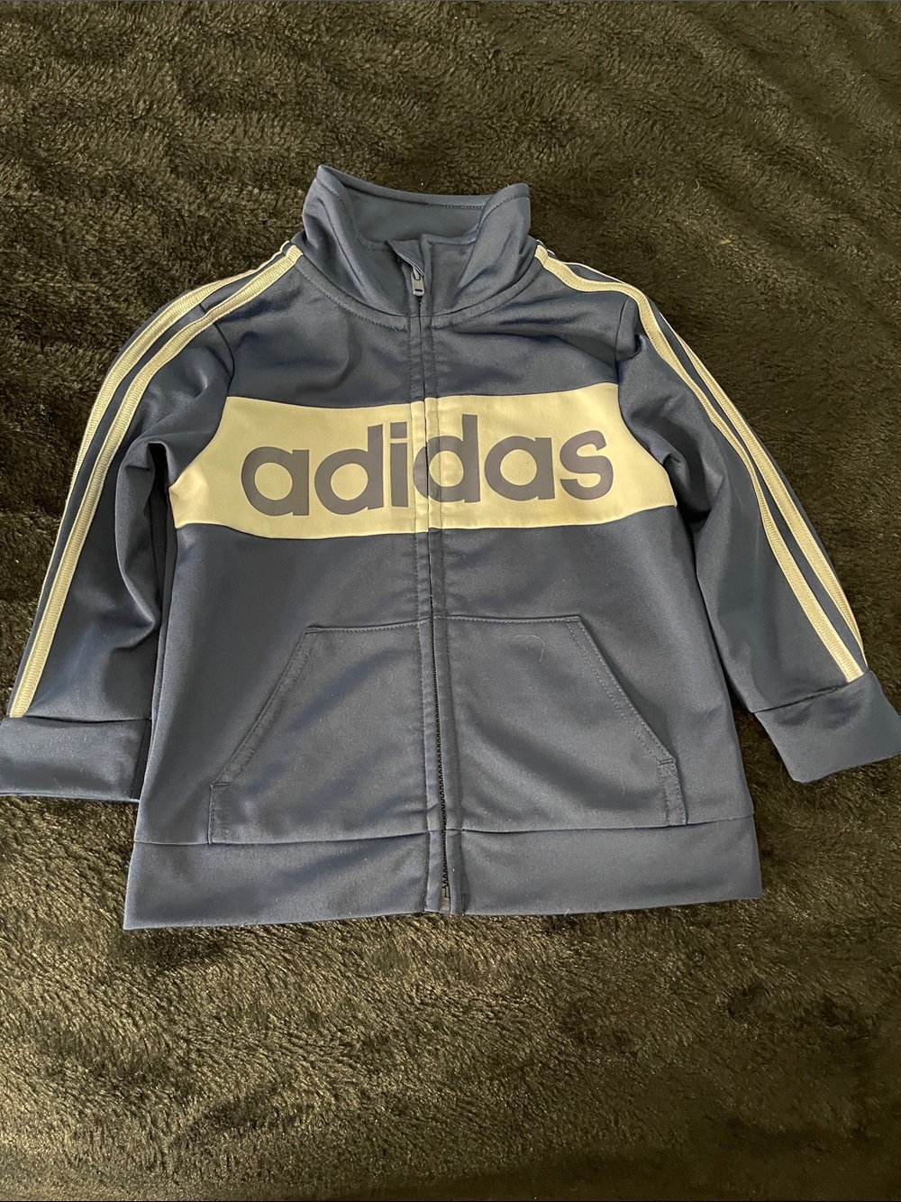 adidas Navy and White Zip-Up Track Jacket